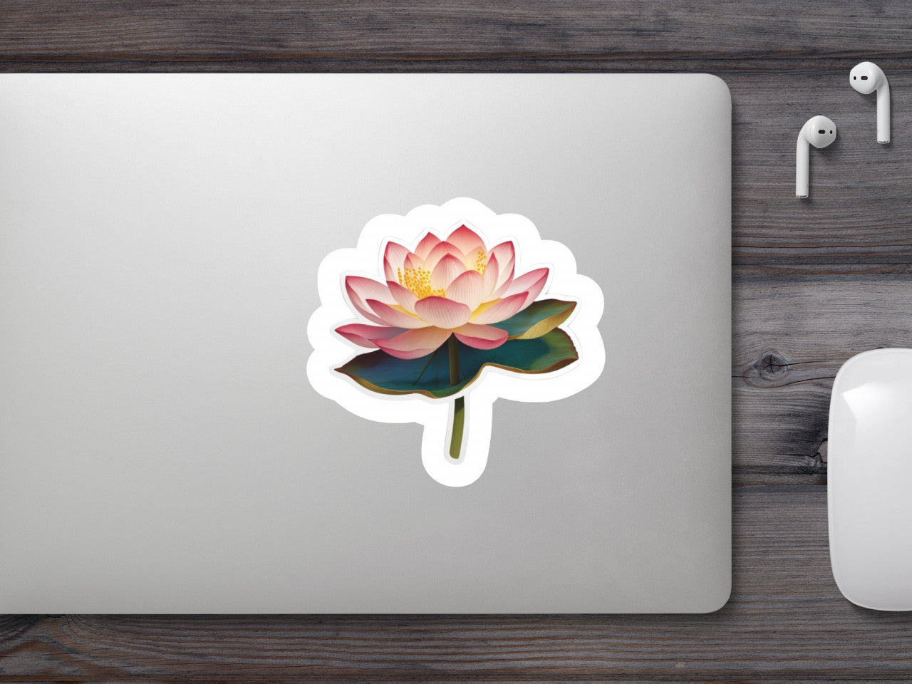 Set 12 bucati, Sticker decorativ, Floare de lotus cu frunza, Rezistent la apa, NO3176, 6 cm, Multicolor