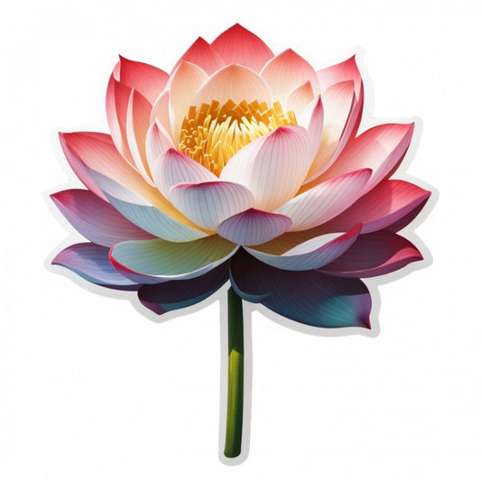 Set 12 bucati, Sticker decorativ, Floare de lotus, Rezistent la apa, NO3178, 6 cm, Multicolor