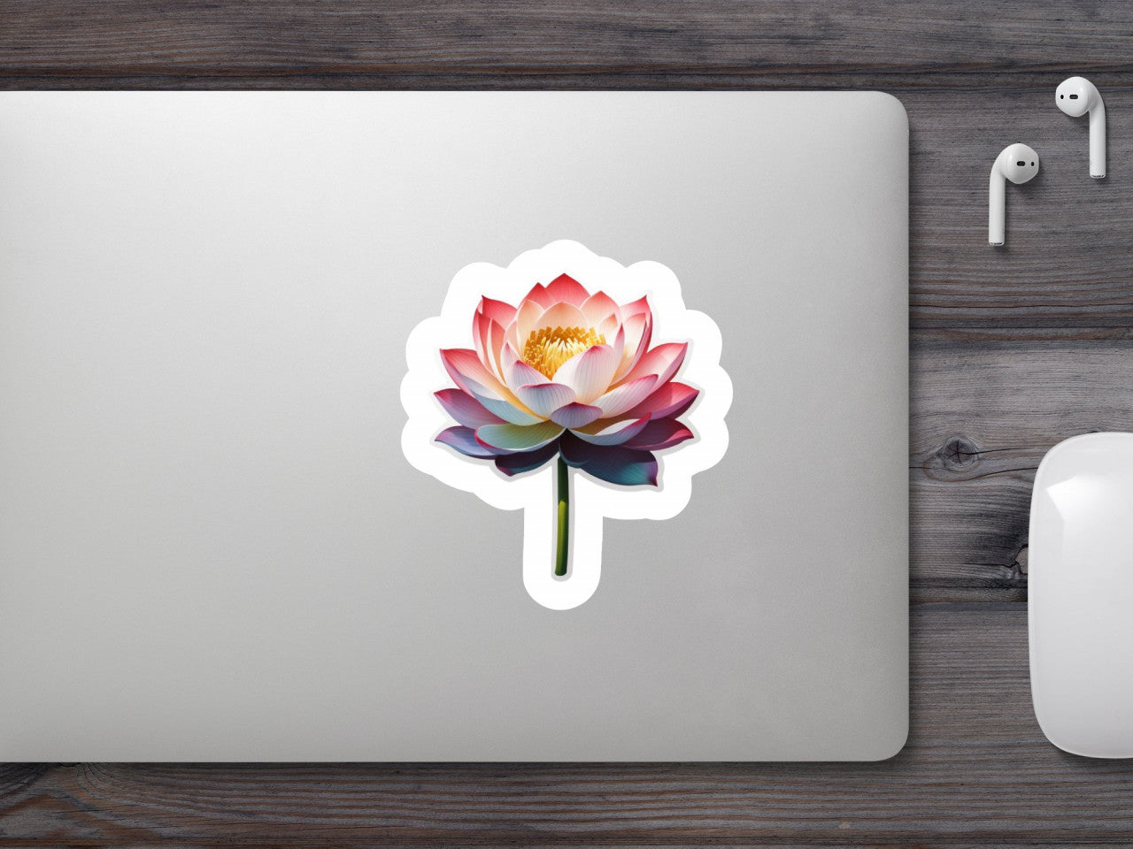 Set 12 bucati, Sticker decorativ, Floare de lotus, Rezistent la apa, NO3178, 6 cm, Multicolor
