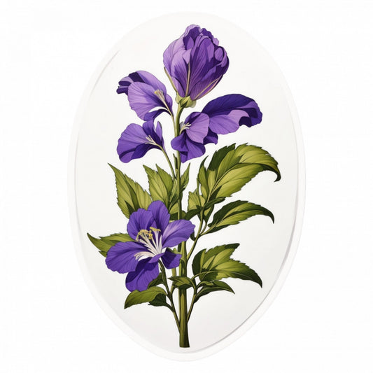 Set 12 bucati, Sticker decorativ, Floare de Monkshood cu frunze, Rezistent la apa, NO3271, 6 cm, Multicolor