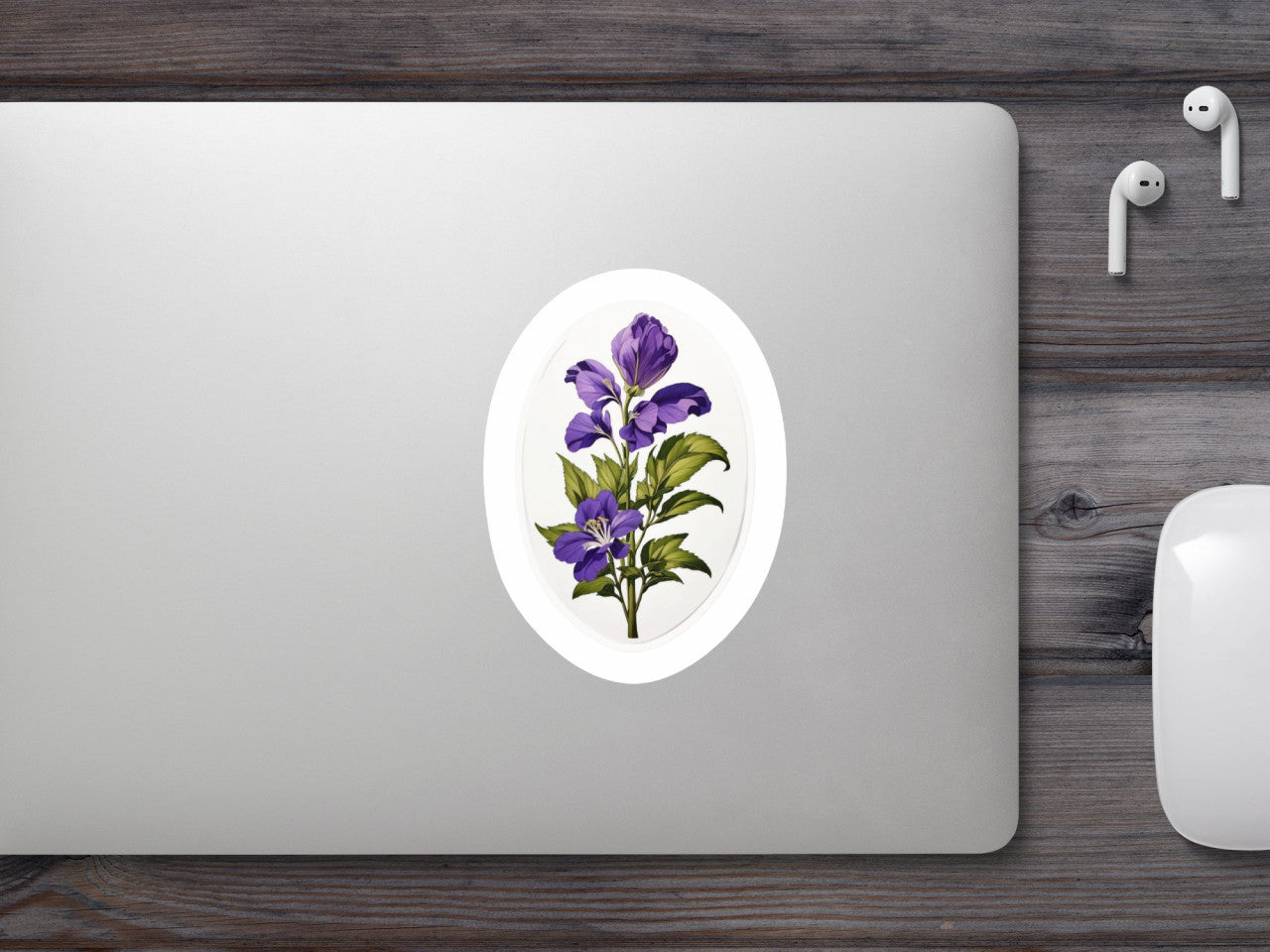 Set 12 bucati, Sticker decorativ, Floare de Monkshood cu frunze, Rezistent la apa, NO3271, 6 cm, Multicolor