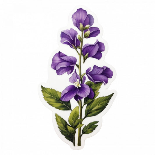 Set 12 bucati, Sticker decorativ, Floare de Monkshood, Rezistent la apa, NO3270, 6 cm, Multicolor