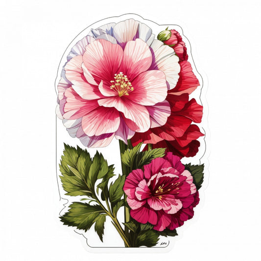 Set 12 bucati, Sticker decorativ, Floare de nalba de gradina, Rezistent la apa, NO3058, 6 cm, Multicolor