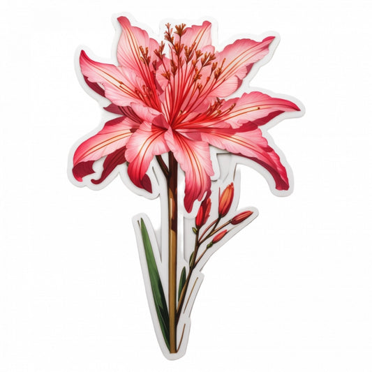 Set 12 bucati, Sticker decorativ, Floare de Nerine, Rezistent la apa, NO3302, 6 cm, Multicolor