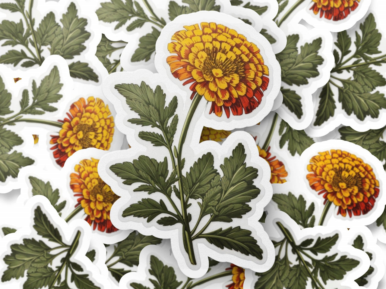 Set 12 bucati, Sticker decorativ, Floare de Tansy, Rezistent la apa, NO3628, 6 cm, Multicolor