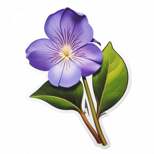 Set 12 bucati, Sticker decorativ, Floare de vinca cu frunze, Rezistent la apa, NO3389, 6 cm, Multicolor