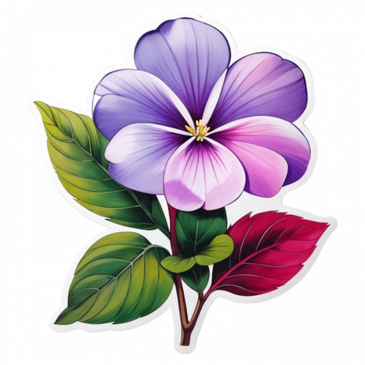 Set 12 bucati, Sticker decorativ, Floare de vinca, Rezistent la apa, NO3387, 6 cm, Multicolor