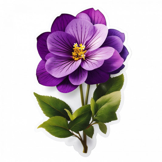 Set 12 bucati, Sticker decorativ, Floare de violeta, Rezistent la apa, NO3701, 6 cm, Multicolor