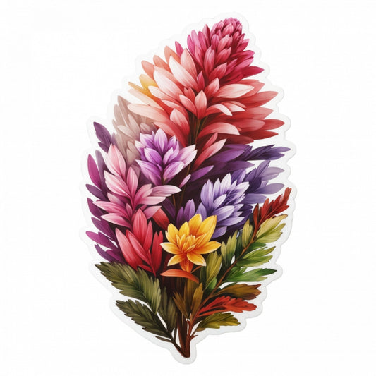 Set 12 bucati, Sticker decorativ, Floare heather, Rezistent la apa, NO3030, 6 cm, Multicolor
