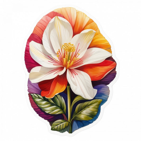 Set 12 bucati, Sticker decorativ, Floare Papucul lui Darwin, Rezistent la apa, NO2816, 6 cm, Multicolor