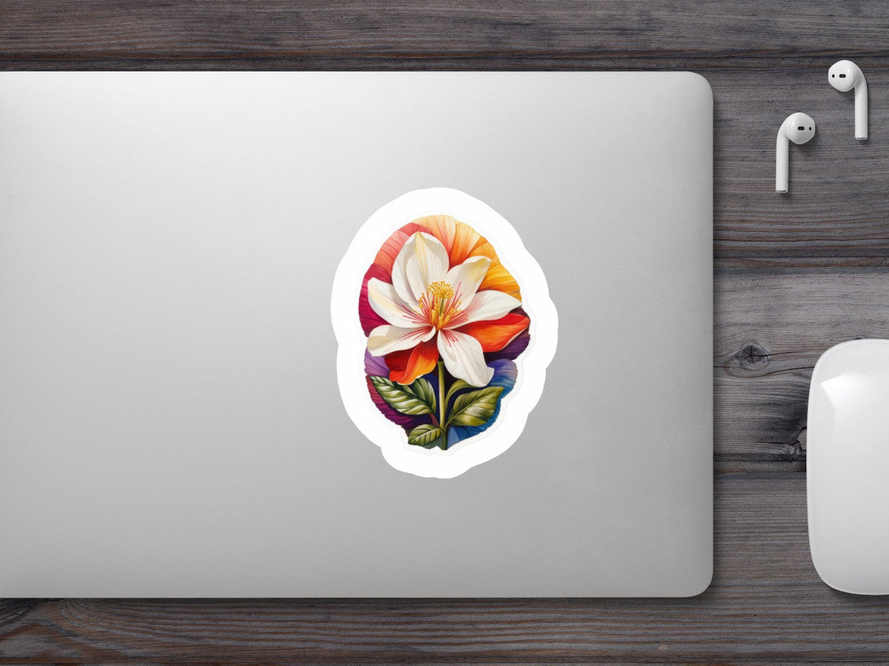 Set 12 bucati, Sticker decorativ, Floare Papucul lui Darwin, Rezistent la apa, NO2816, 6 cm, Multicolor