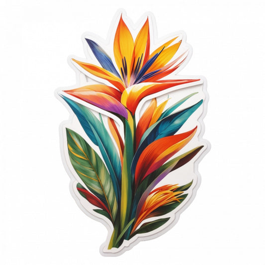 Set 12 bucati, Sticker decorativ, Floare pasarea paradisului, Rezistent la apa, NO2376, 6 cm, Multicolor