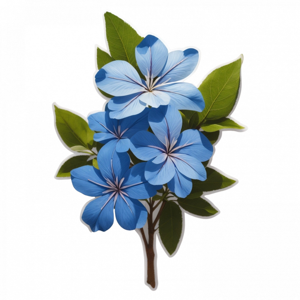 Set 12 bucati, Sticker decorativ, Floarea dragostei Plumbago,, Rezistent la apa, NO3433, 6 cm, Multicolor