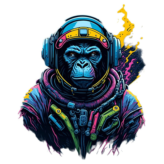 Set 12 bucati, Sticker decorativ, Gorila astronaut, Rezistent la apa, NO4278, 6 cm, Multicolor