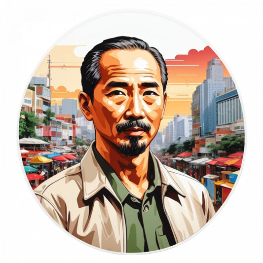 Set 12 bucati, Sticker decorativ, Ho Chi Minh, Rezistent la apa, NO3075, 6 cm, Multicolor