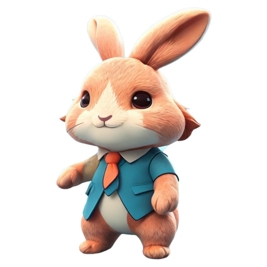 Set 12 bucati, Sticker decorativ, Iepure mascota, Rezistent la apa, NO4577, 6 cm, Multicolor