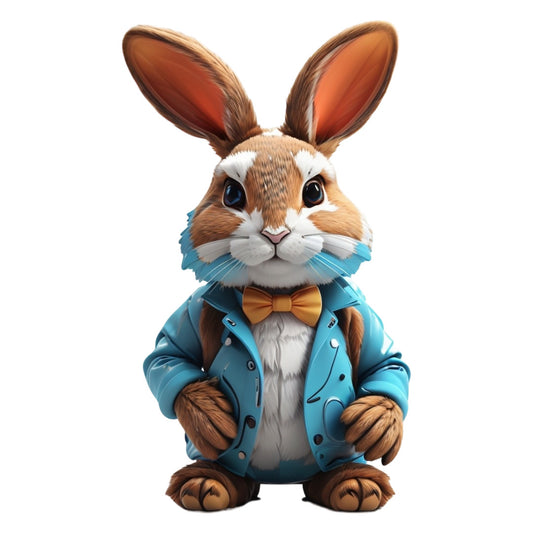 Set 12 bucati, Sticker decorativ, Iepure senior, Rezistent la apa, NO4587, 6 cm, Multicolor