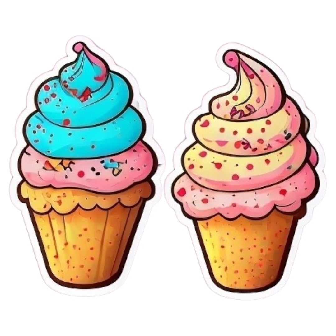 Set 12 bucati, Sticker decorativ, Inghetata in con, Rezistent la apa, NO4593, 6 cm, Multicolor