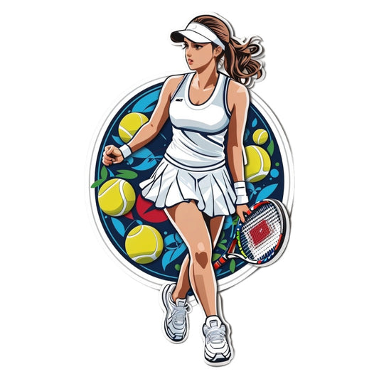 Set 12 bucati, Sticker decorativ, Jucatoare de tenis, Rezistent la apa, NO4549, 6 cm, Multicolor