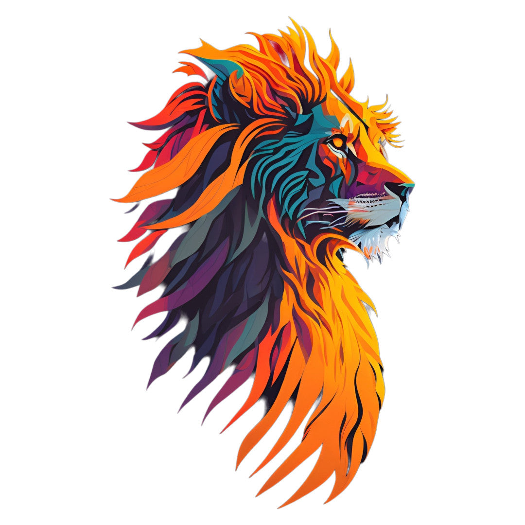 Set 12 bucati, Sticker decorativ, Leu cu coama zbarlita, Rezistent la apa, NO3930, 6 cm, Multicolor