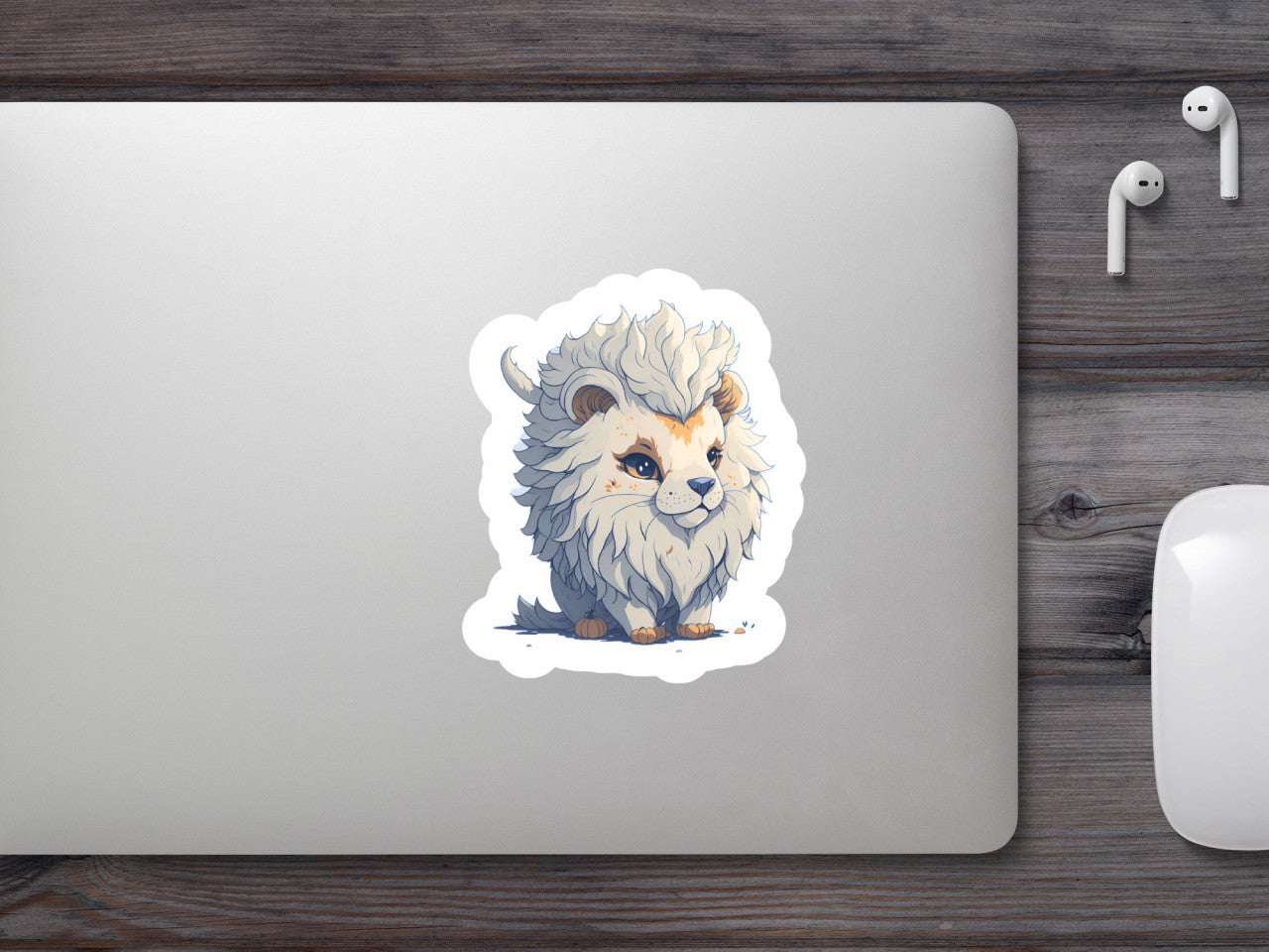 Set 12 bucati, Sticker decorativ, Leul alb, Rezistent la apa, NO3915, 6 cm, Multicolor