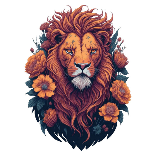 Set 12 bucati, Sticker decorativ, Leul in flori, Rezistent la apa, NO3869, 6 cm, Multicolor