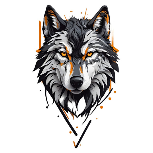 Set 12 bucati, Sticker decorativ, Lup fioros, Rezistent la apa, NO3806, 6 cm, Multicolor