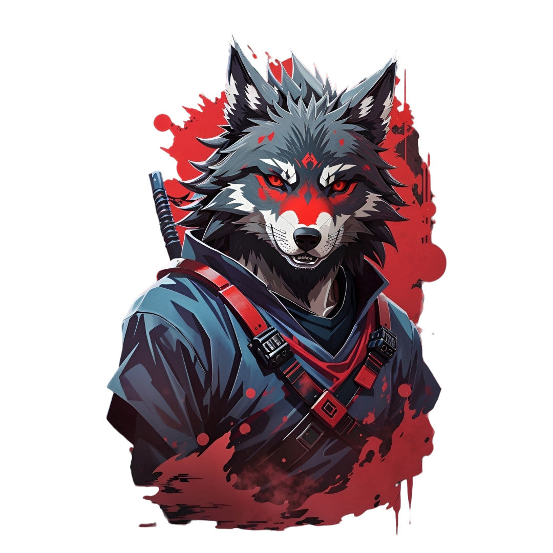 Set 12 bucati, Sticker decorativ, Lup samurai, Rezistent la apa, NO3918, 6 cm, Multicolor