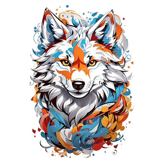 Set 12 bucati, Sticker decorativ, Lupul argintiu, Rezistent la apa, NO4052, 6 cm, Multicolor