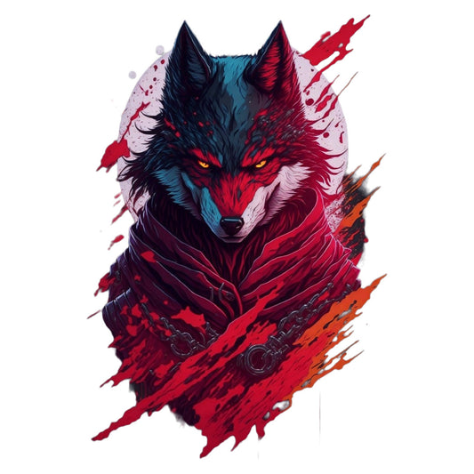 Set 12 bucati, Sticker decorativ, Lupul samurai, Rezistent la apa, NO3874, 6 cm, Multicolor