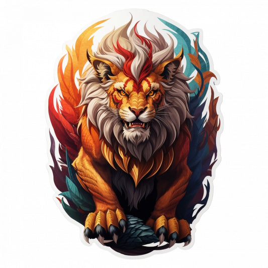 Set 12 bucati, Sticker decorativ, Manticora personaj mitic, Rezistent la apa, NO3220, 6 cm, Multicolor