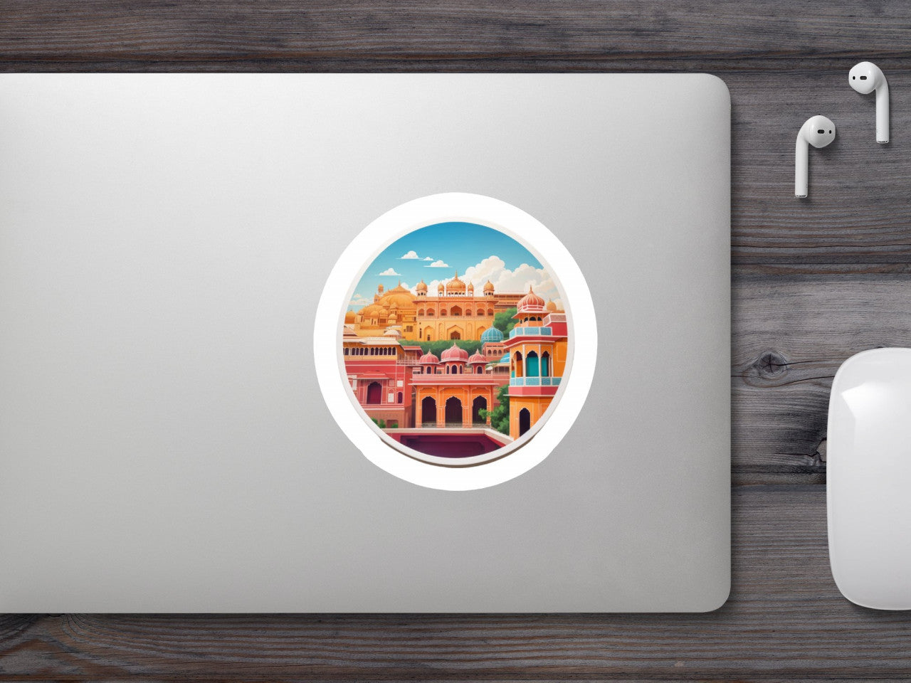 Set 12 bucati, Sticker decorativ, Oras Jaipur, Rezistent la apa, NO3098, 6 cm, Multicolor