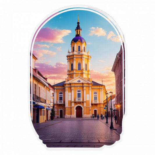 Set 12 bucati, Sticker decorativ, Orasul Timisoara catedrala, Rezistent la apa, NO3651, 6 cm, Multicolor