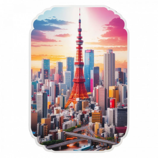 Set 12 bucati, Sticker decorativ, Orasul Tokyo, Rezistent la apa, NO3656, 6 cm, Multicolor