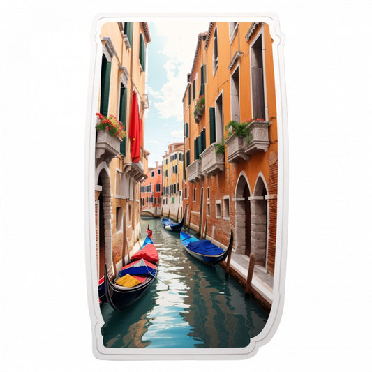 Set 12 bucati, Sticker decorativ, Orasul Venetia, Rezistent la apa, NO3690, 6 cm, Multicolor