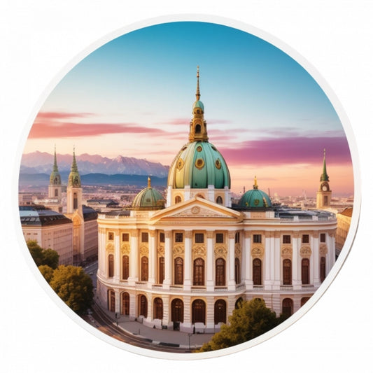 Set 12 bucati, Sticker decorativ, Orasul Vienna Palatul Hofburg, Rezistent la apa, NO3697, 6 cm, Multicolor