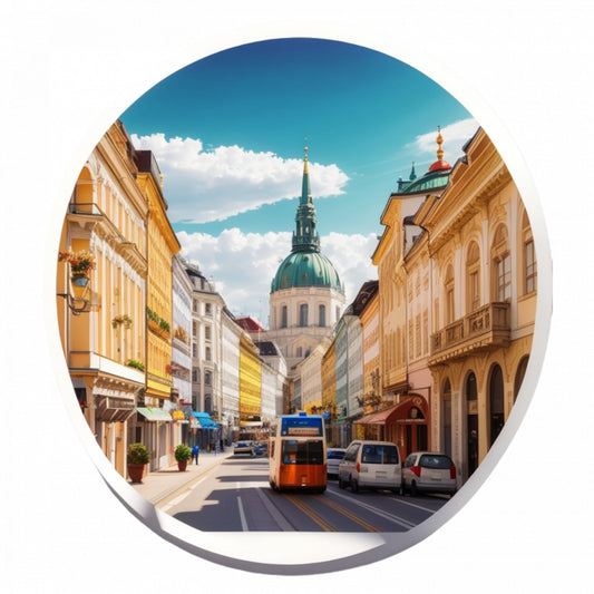 Set 12 bucati, Sticker decorativ, Orasul Vienna strada, Rezistent la apa, NO3698, 6 cm, Multicolor