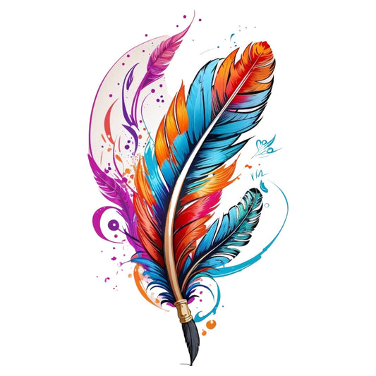 Set 12 bucati, Sticker decorativ, Pana de caligrafie, Rezistent la apa, NO4183, 6 cm, Multicolor