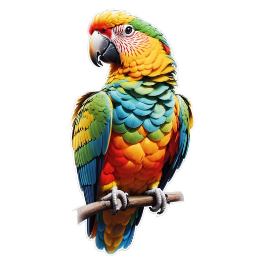 Set 12 bucati, Sticker decorativ, Papagalul atent, Rezistent la apa, NO4486, 6 cm, Multicolor