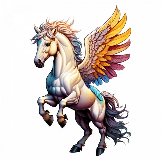 Set 12 bucati, Sticker decorativ, Pegasus personaj mitologic, Rezistent la apa, NO3374, 6 cm, Multicolor