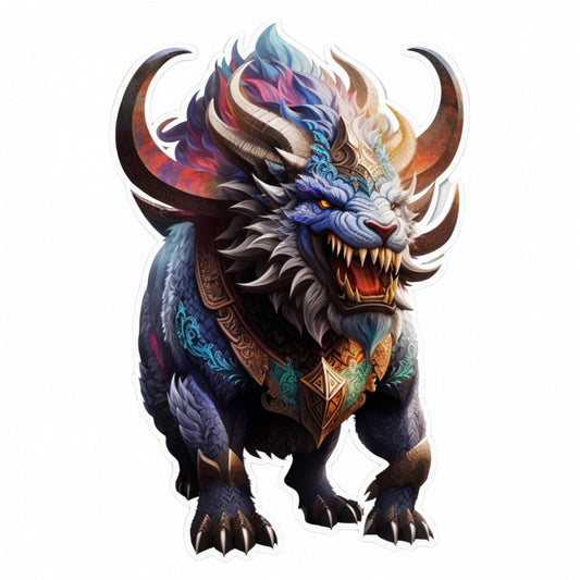 Set 12 bucati, Sticker decorativ, Personaj mitologic Behemoth, Rezistent la apa, NO2411, 6 cm, Multicolor