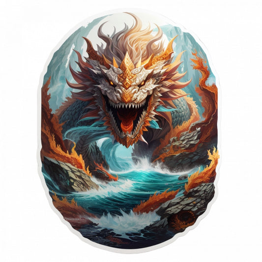 Set 12 bucati, Sticker decorativ, Personaj mitologic Charibda fioros, Rezistent la apa, NO2718, 6 cm, Multicolor