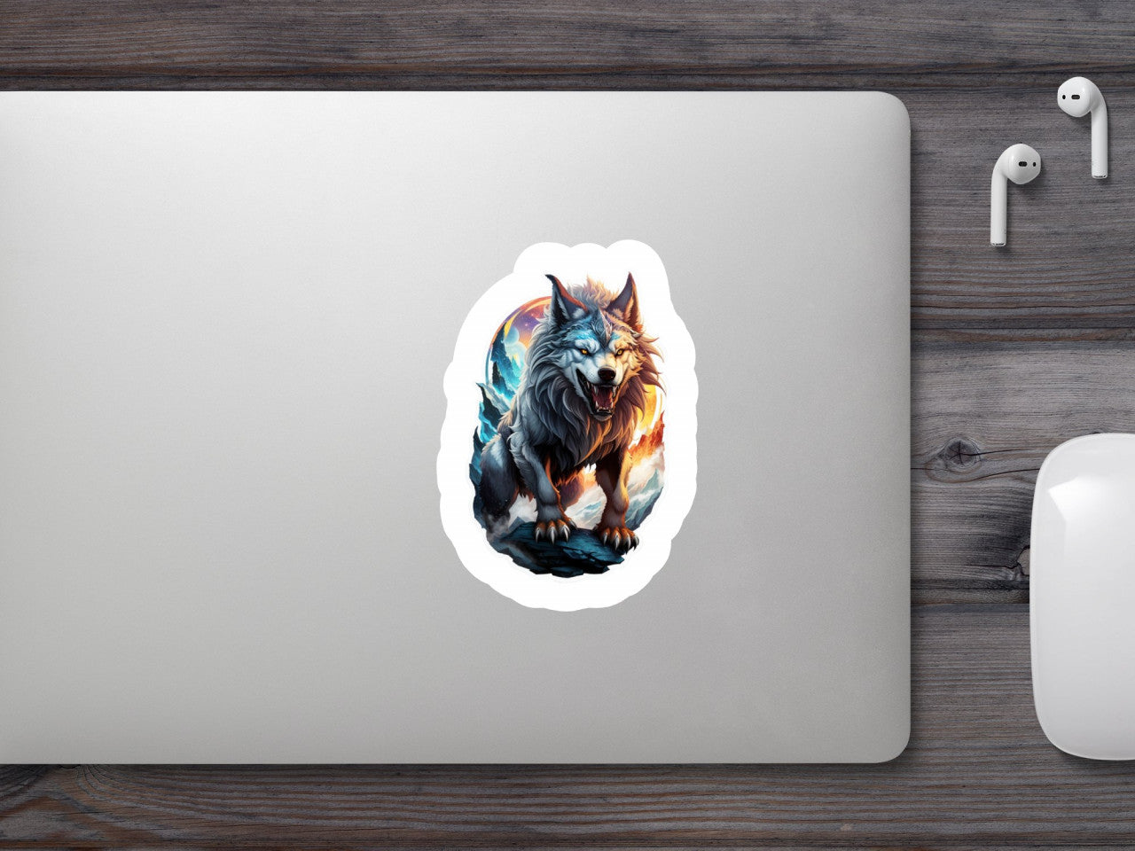 Set 12 bucati, Sticker decorativ, Personaj mitologic Fenrir, Rezistent la apa, NO2894, 6 cm, Multicolor