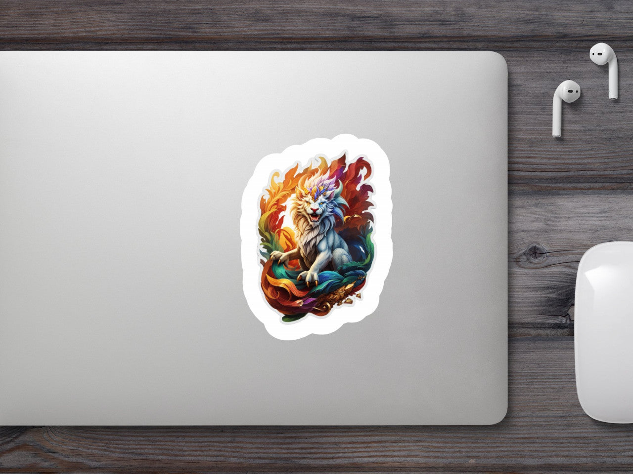 Set 12 bucati, Sticker decorativ, Personaj mitologic Himera in flacari, Rezistent la apa, NO2726, 6 cm, Multicolor