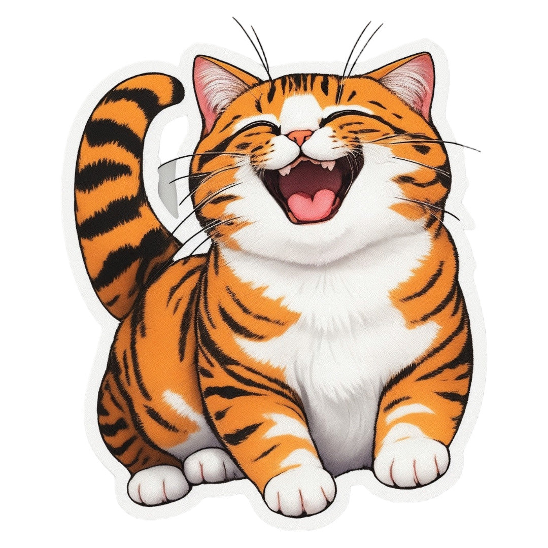 Set 12 bucati, Sticker decorativ, Pisica fericita, Rezistent la apa, NO3909, 6 cm, Multicolor