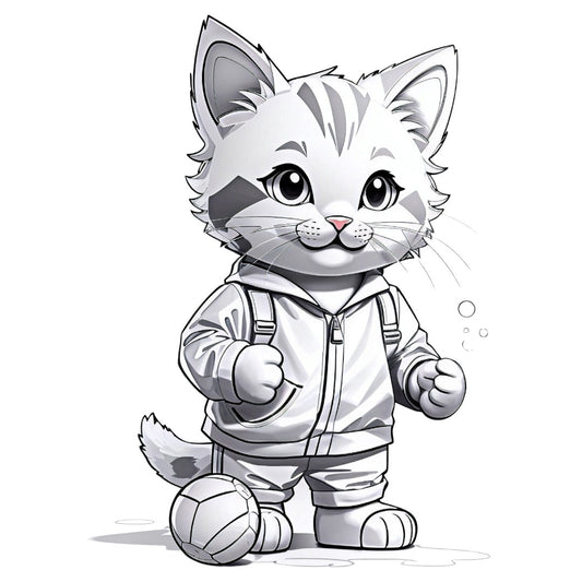 Set 12 bucati, Sticker decorativ, Pisica fotbalista, Rezistent la apa, NO3979, 6 cm, Multicolor