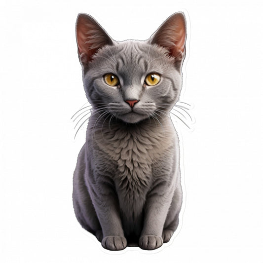 Set 12 bucati, Sticker decorativ, Pisica Korat cu mustati, Rezistent la apa, NO3121, 6 cm, Multicolor