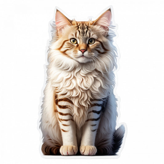 Set 12 bucati, Sticker decorativ, Pisica Laperm, Rezistent la apa, NO3130, 6 cm, Multicolor