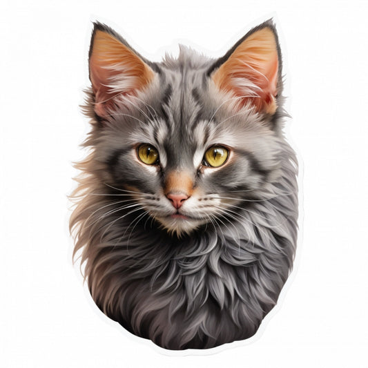 Set 12 bucati, Sticker decorativ, Pisica Lykoi, Rezistent la apa, NO3187, 6 cm, Multicolor