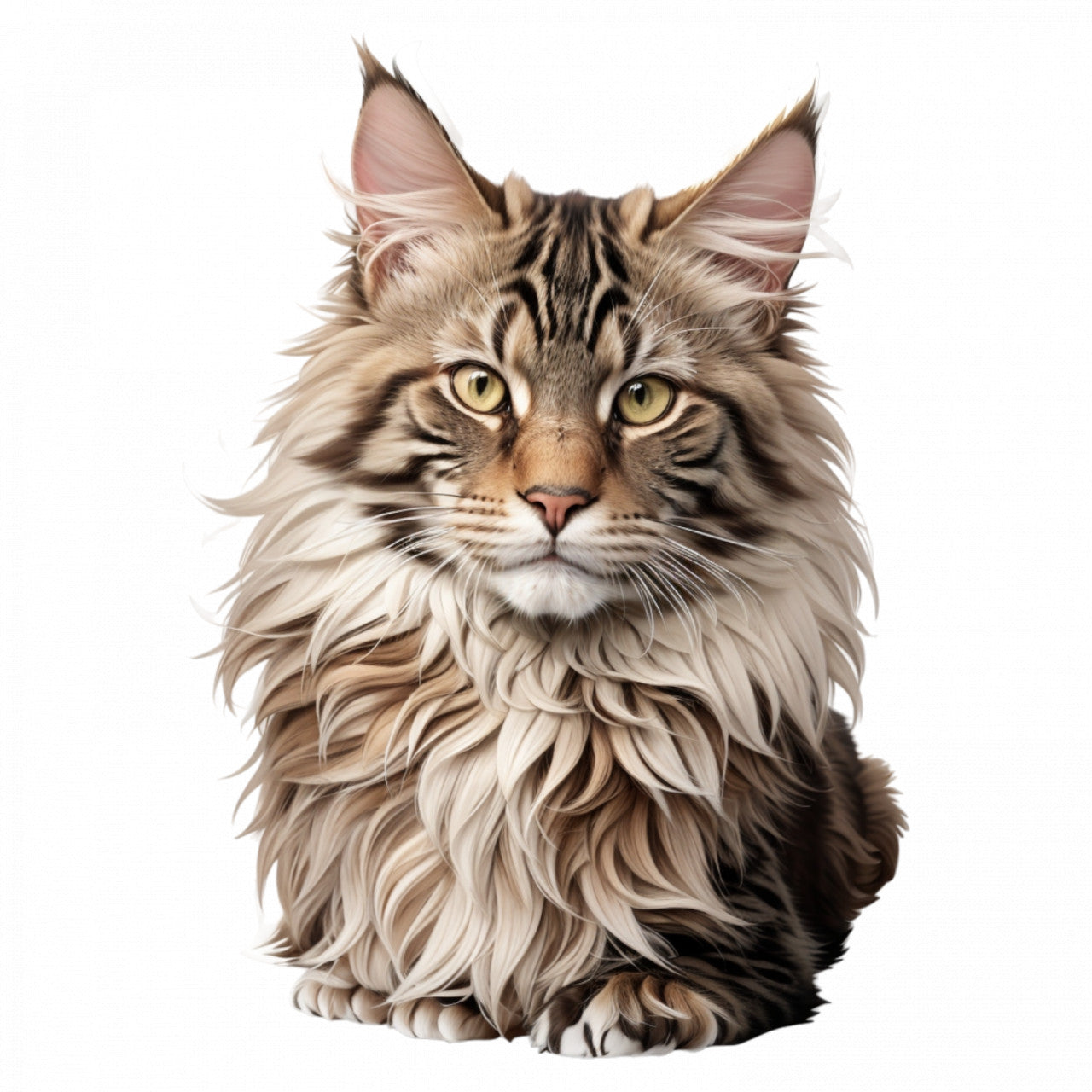 Set 12 bucati, Sticker decorativ, Pisica Maine Coon, Rezistent la apa, NO3203, 6 cm, Multicolor